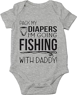 AW Fashions Pack My Diapers, I'm Going Fishing With Daddy - Dad Fishing Buddy - Cute One-Piece Infant Baby Bodysuit