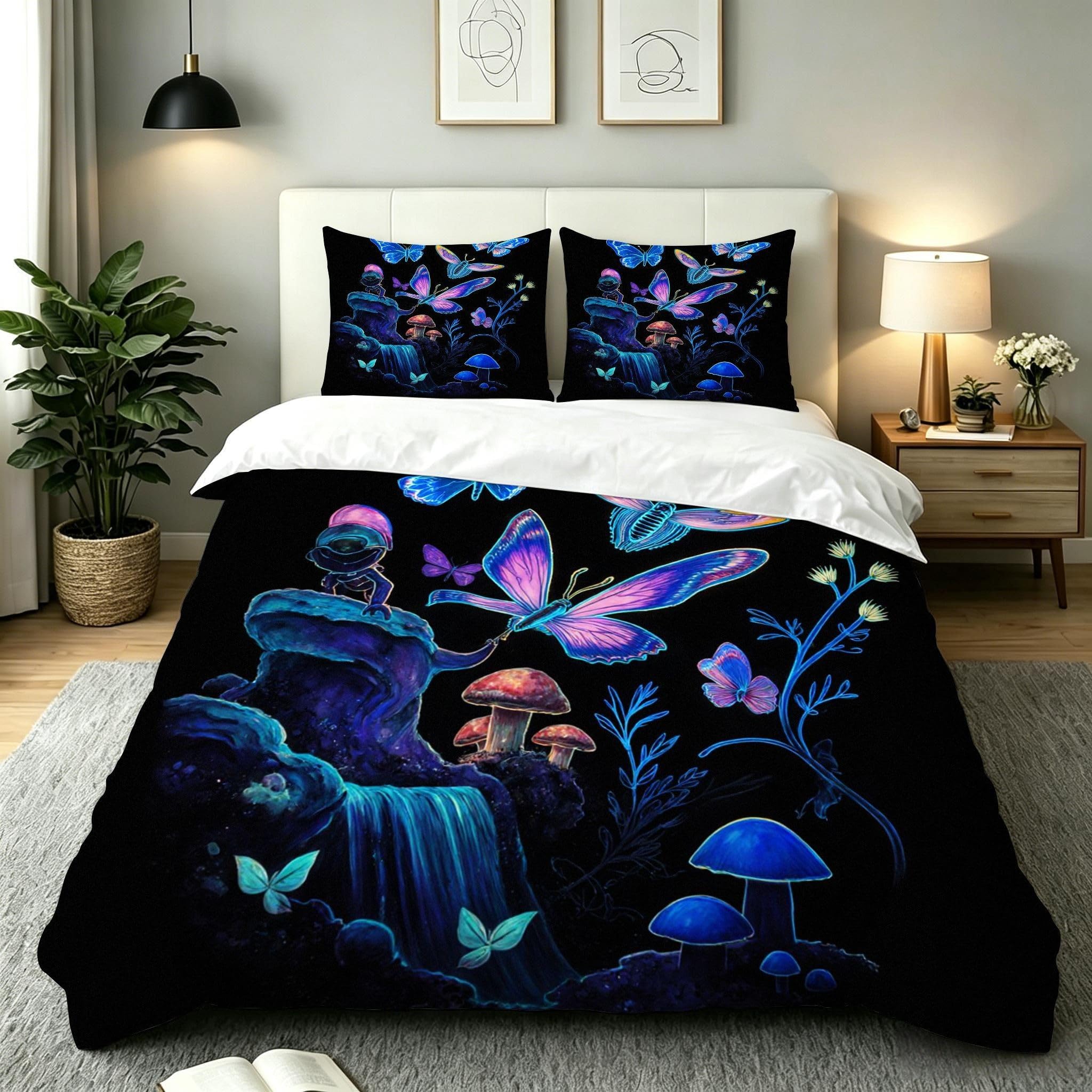 Parure de lit 240x260 papillon bleu : finissez-en avec la couette qui glisse de la housse