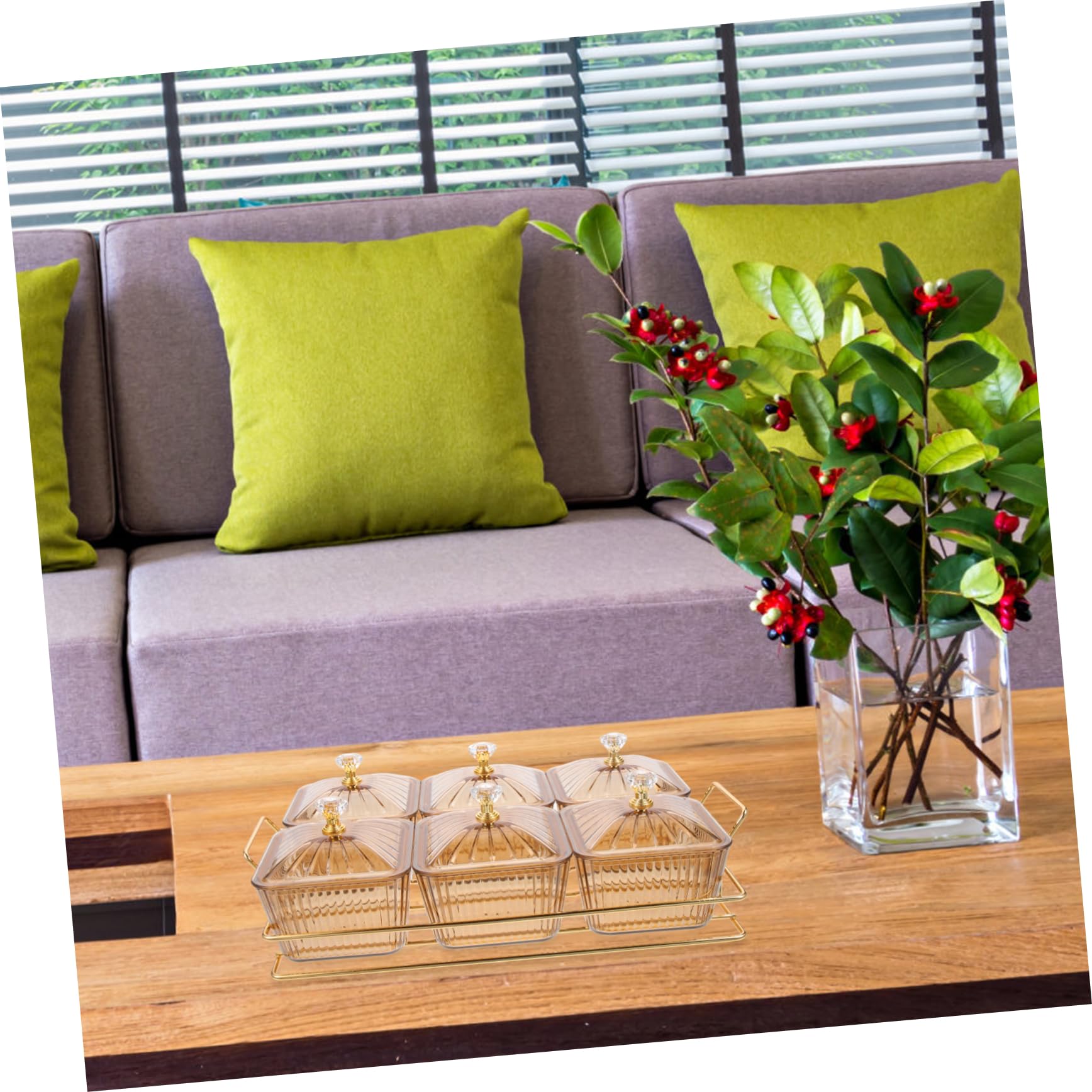 Gatuida Bandeja de Hierro Servir con Dorada Aperitivos para 6 Compartimentos Diseño Moderno y Multifuncional Adecuado para Bodas y Reuniones para Snacks y Frutas