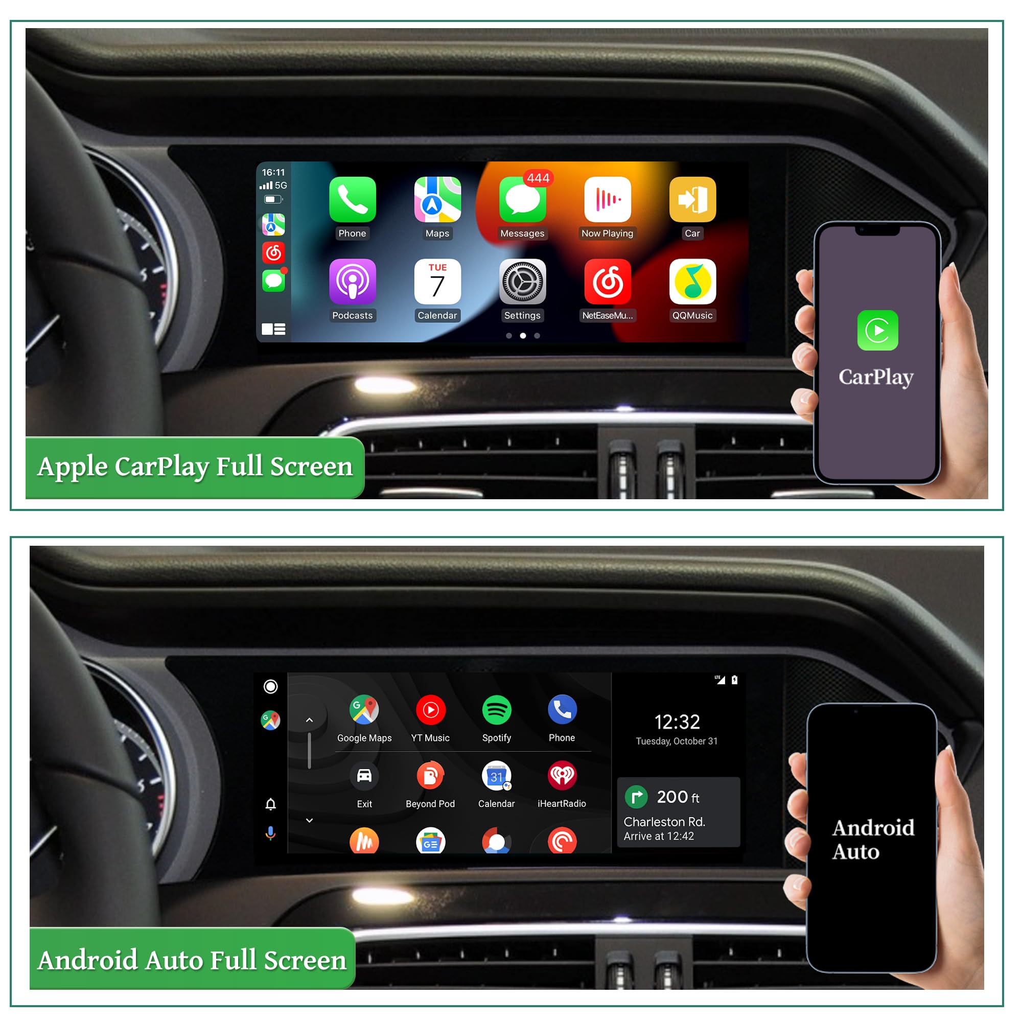 Ekran Android 8,8 cala do Mercedesa klasy C W204 C204 S204 NTG 4,5/4,7, bezprzewodowa CarPlay Android Auto, lustrzane odbicie ekranu, podzielony ekran, Wi-Fi, muzyka, nawigacja, kamery pojazdów
