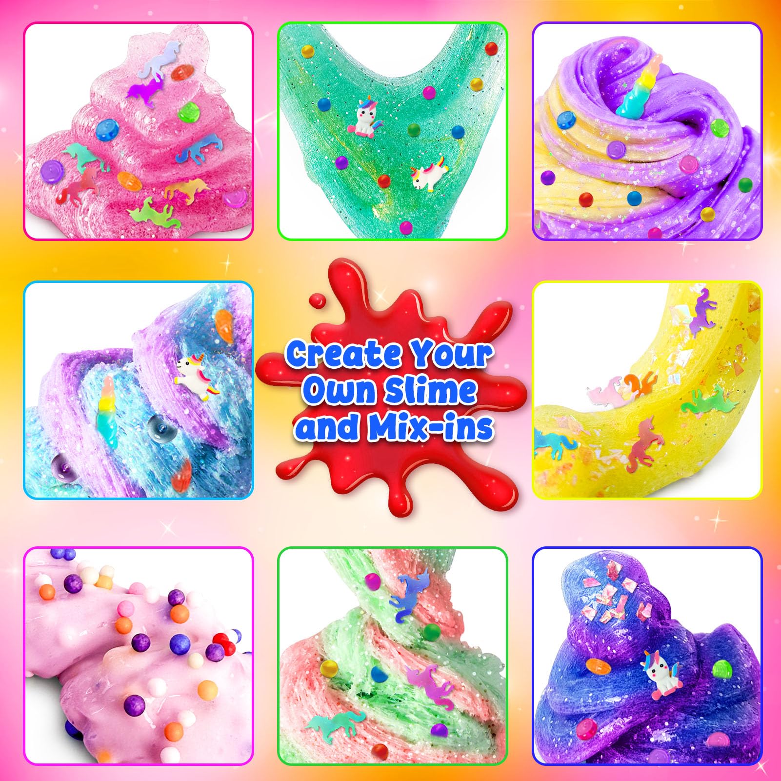 Kit Slime DIY, Kit de Slime Galaxy pour Filles 3-12 Ans, Glimmer Crunchy | Slime Beurre, Mousse, Nuage avec Accessoires, Boules de Mousse, Charms, Cadeaux Fête pour Enfants