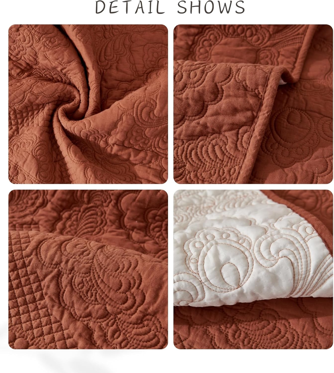 Luxury Vintage Cotton Embroidery Sofa Cover Soft Farmhouse Seat Cushion Cover Floral Quilted Sectional Couch Cover Anti-Slip Sofa Slipcovers Furniture Protector for Dogs Cats (Orange,36"x47")
