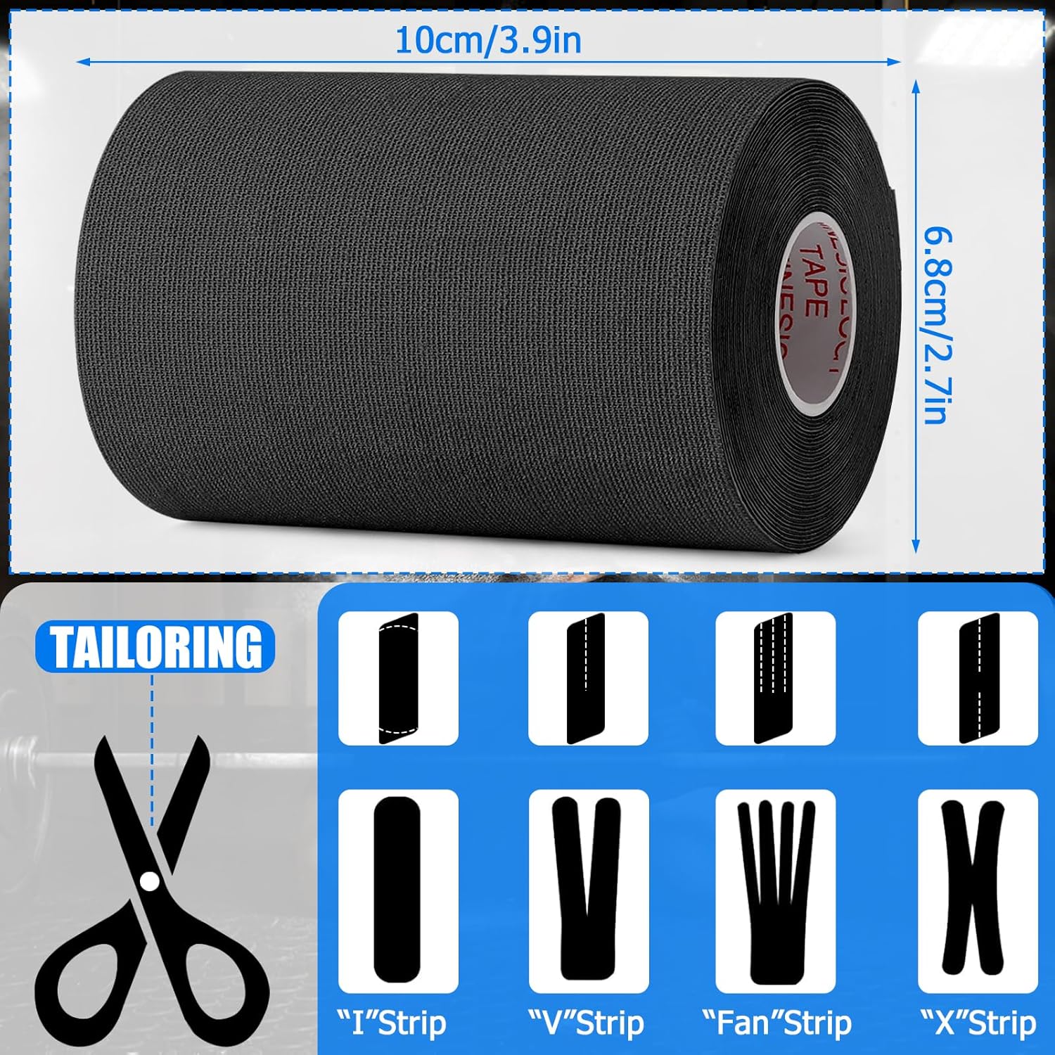 4 Rolls Uncut Kinesiology Tape, 4in x 5.5yd Extra Wide Waterproof Athletic Tape for Muscle Support, Original Cotton Elastic Premium Knee Tape for Pain Relief Shoulder, Ankle, Joints, Wrist - Image 3