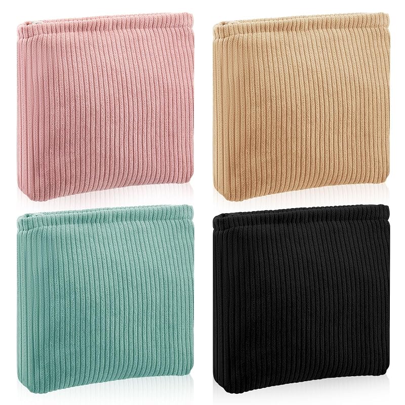 Abbylike Necessaire pequena de veludo cotelê com zíper, estampa floral, 13 x 13 cm, pacote com 4