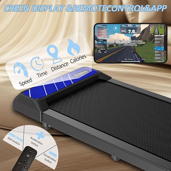 Walking Mat Treadmill with Incline,Under Desk Treadmill for Home Office, 2.5HP Compact Foldable Walking Pad,265LB Capacity,Quiet Motor,LED Display,Remote Control