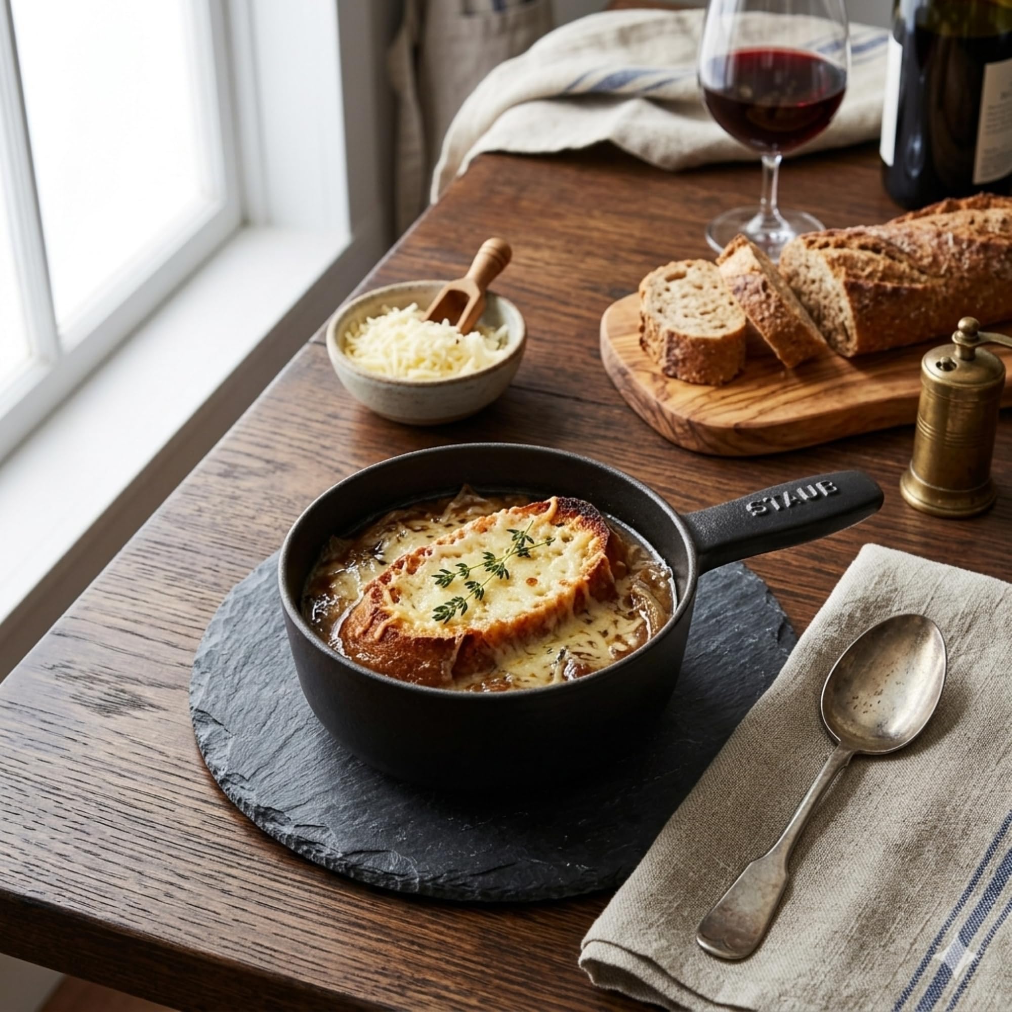 STAUB 1461223 Mini olla de fondue de queso, hierro fundido, negro mate