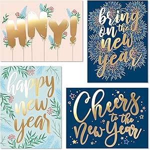 Sweetzer &amp; Orange New Year Cards with Envelopes. 24 Set Box of Holiday Cards. Thick Note Cards and Envelopes, 300gsm Greeting Cards With Envelopes (120gsm). Happy Holidays and Thank You Cards