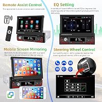 Podofo 1 DIN Autórádió 7" Kihajtható Érintőképernyővel - Bluetooth Kihangosító, FM Rádió, Tolatókamera, USB, Kormányvezérlés, Mirror Link 3