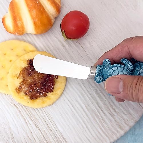 Miniatura 14 de Supreme Housewares Bass Cheese Spreaders, Hand-Painted Resin Handles with Stainless Steel Blades for Spreading Cream Cheese, Butter, Jam, or