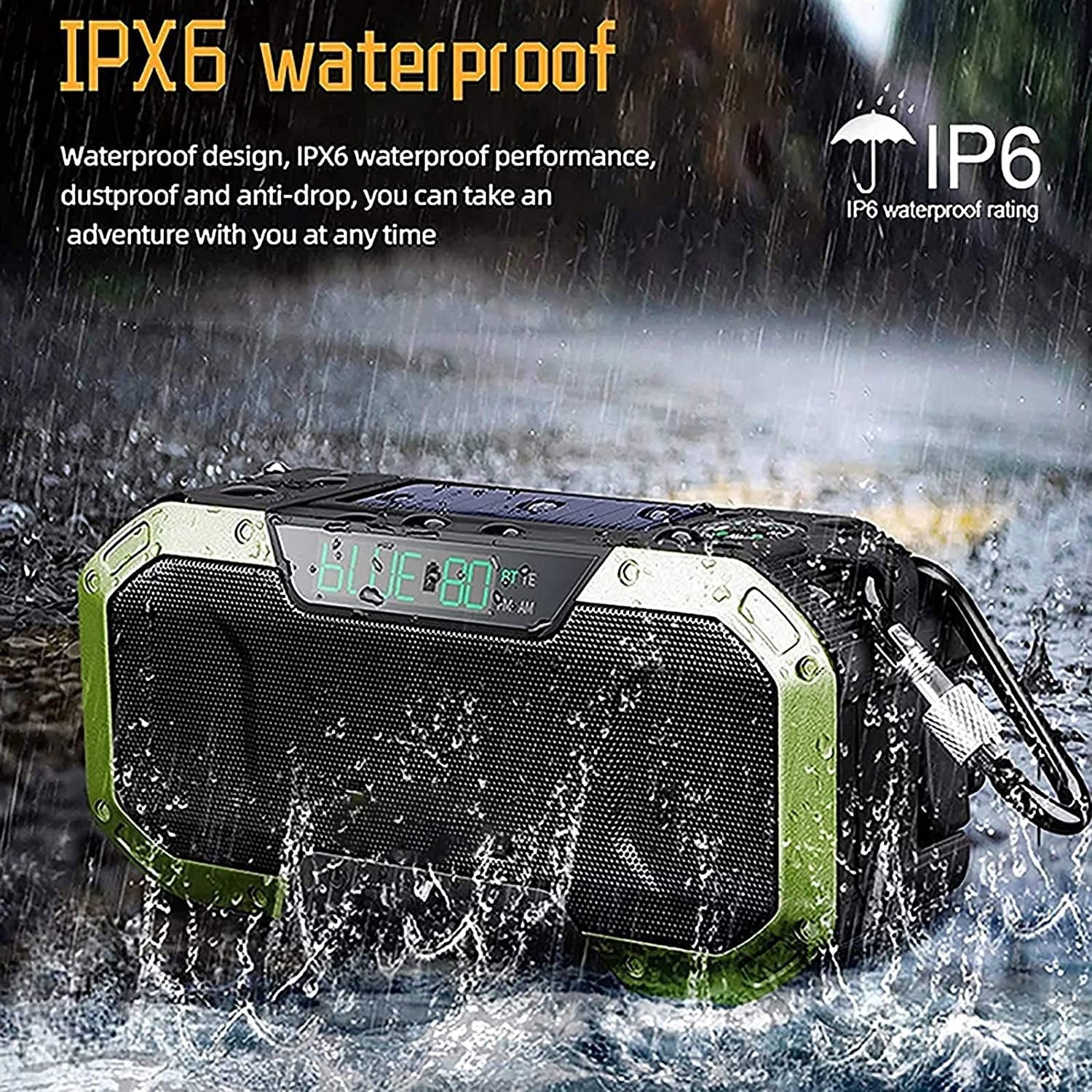 Radio d'urgence étanche,Radio-Rayon Solaire Portable 5000MAh avec Haut-Parleur Bluetooth,Am/FM NOAA Radio de Diffusion d'urgence avec Chargeur de téléphone Portable