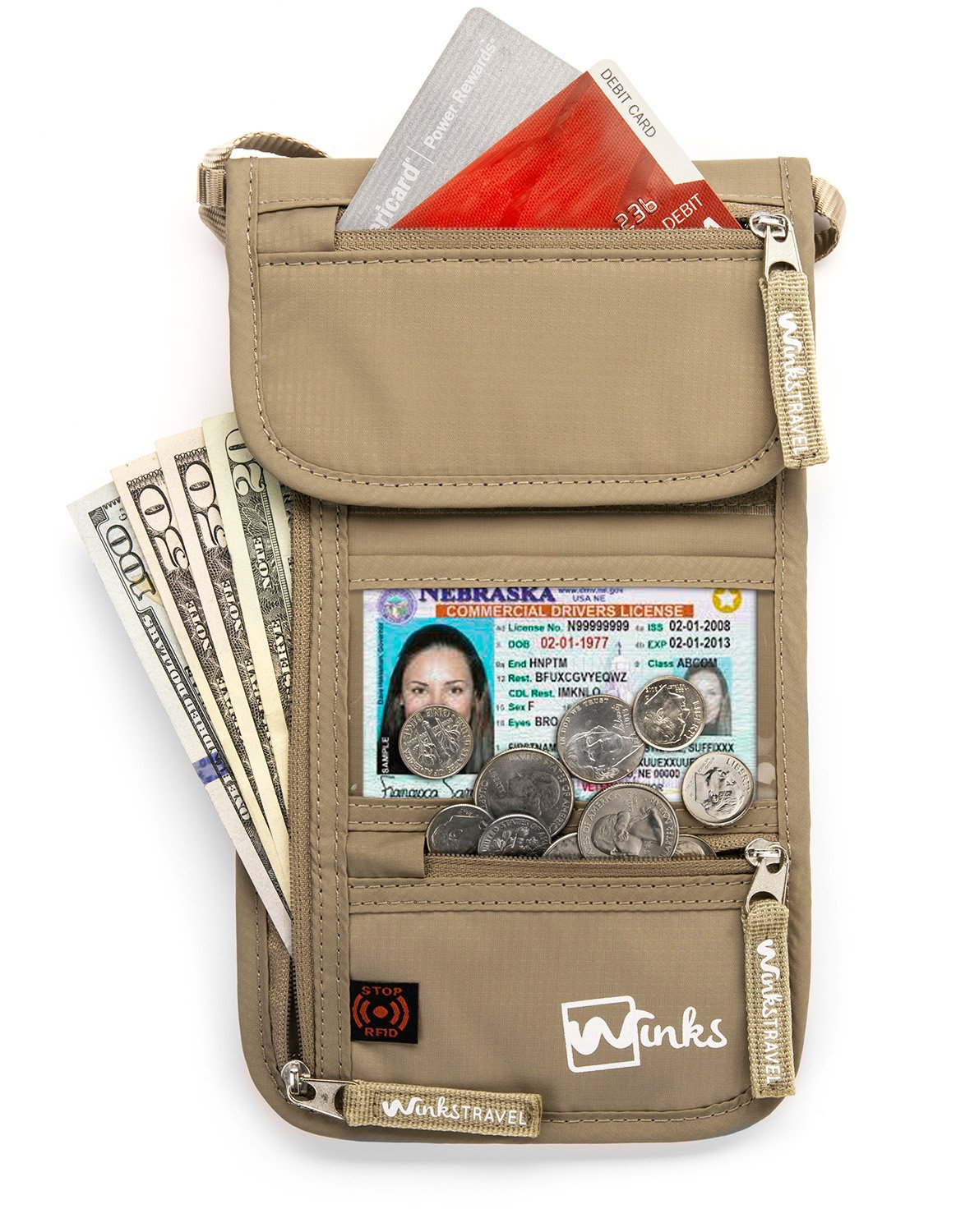 RFID Blocking Passport Holder Neck Pouch for Travel | Neck Wallet Document Organizer