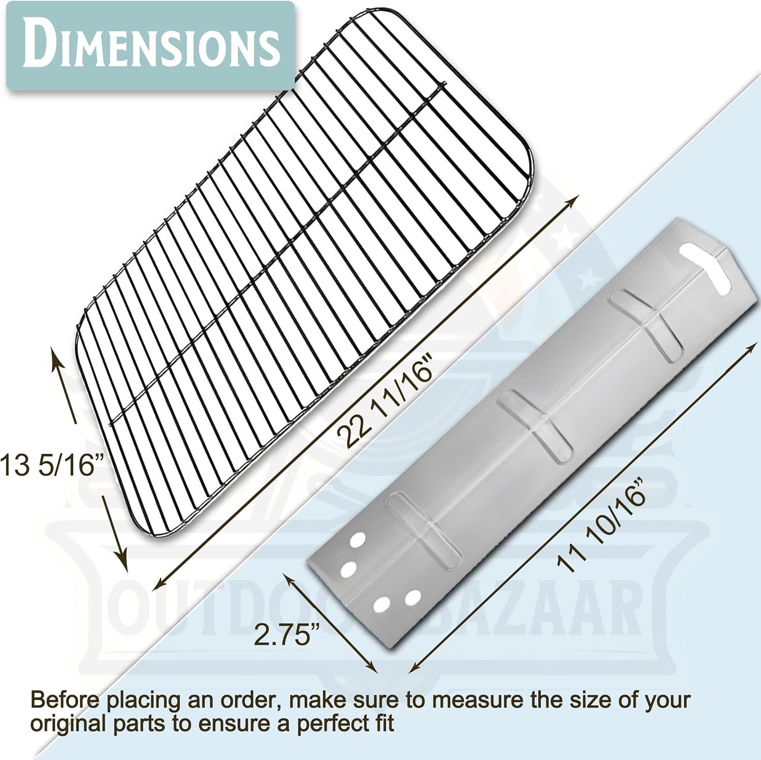 Set of Porcelain Cooking Grid and 3 x Stainless Steel Heat Plates for Walmart Expert Grill 3 Burner XG10-101-002-02 Model, Expert Grill Replacement Parts 3 Burner, Expert Grill Parts