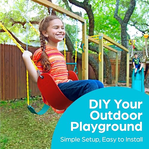 Miniatura 4 de Jungle Gym Kingdom Juego de columpios para columpios al aire libre – Paquete de 2 kits de reemplazo de asiento de columpio con cadenas resistentes