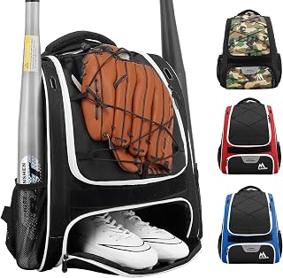 Hsmihair Baseball Bag-Baseball Backpack Holder for Baseball, Large Main Compartment,Softball Tball& Gear for Youth and Adults