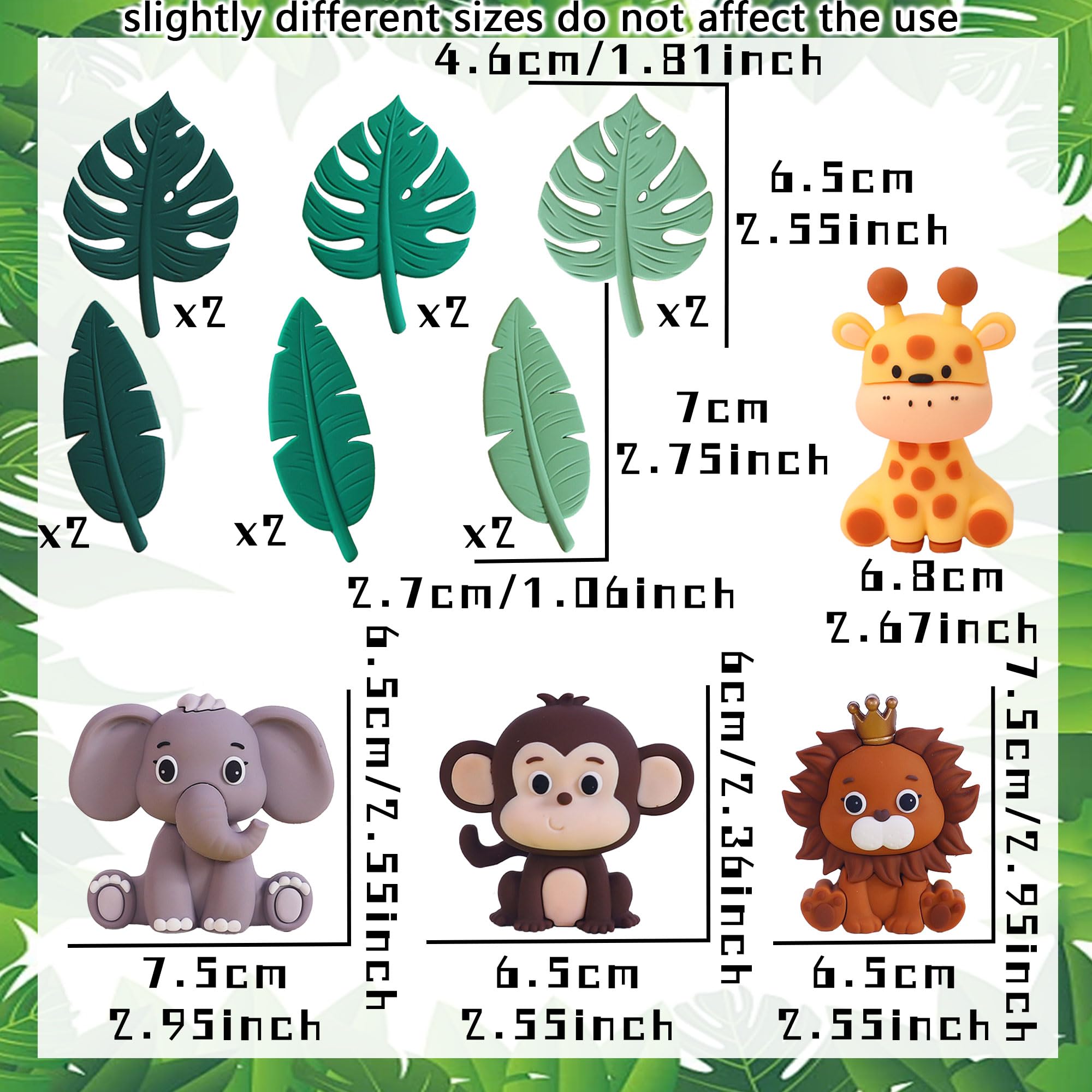PRITOK 24 Stuks Dieren Taartdecoratie, Jungle Decoratie