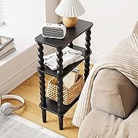 Vista 14 de Mesa auxiliar, mesa auxiliar pequeña con estante de almacenamiento, mesas de centro pequeñas de 3 niveles para sala de estar, dormitorio, espacios