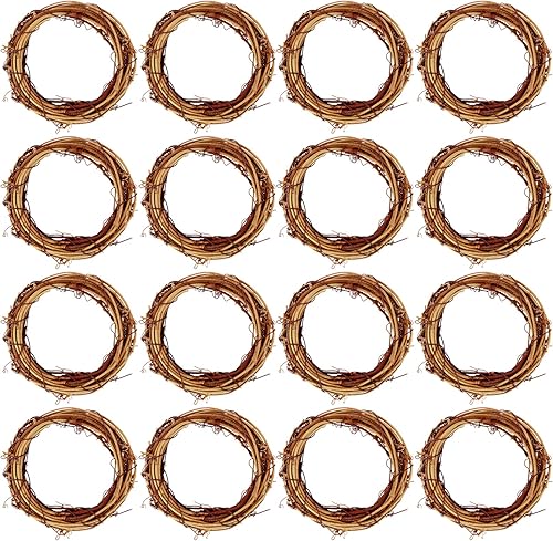 Marrywindix - Juego de corona de vid, 16 piezas de corona de rama de vid natural, guirnalda de ratán para Navidad, vacaciones, manualidades, disponible en Yaxa Peru