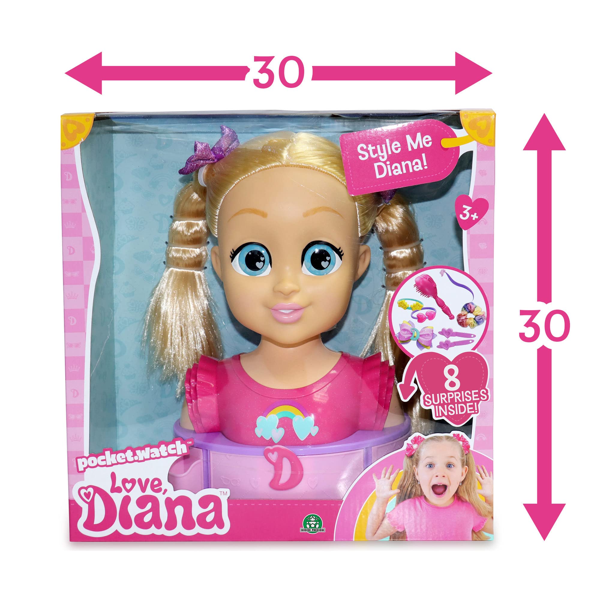 Love Diana - Styling Head, Bambola per Creare Acconciature, con Accessori per Diana e la bambina e Infinite Possibilità di Gioco, dai 3 Anni in Su, Giochi Preziosi, LVE09000