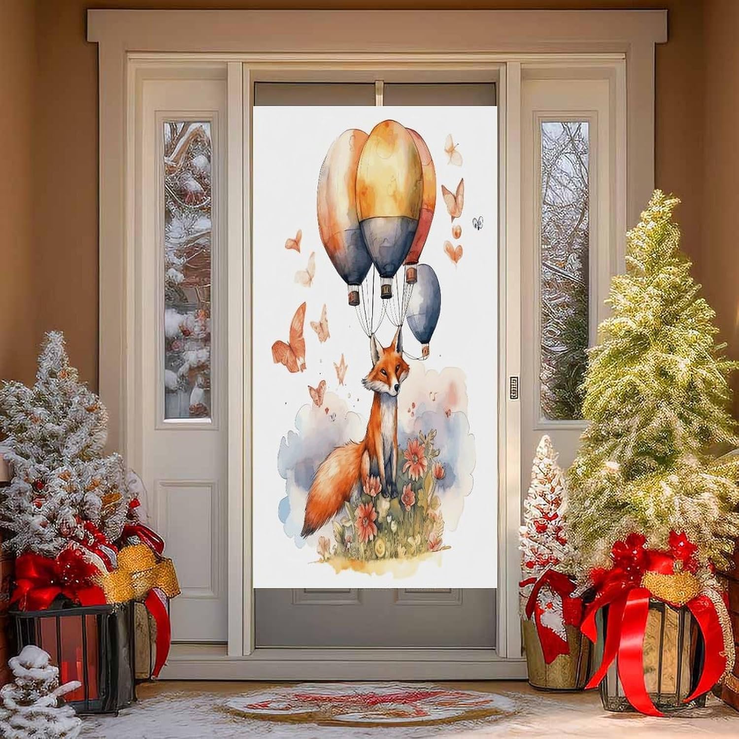 Fox and Hot Air Balloon Door Curtain Room Divider Curtains