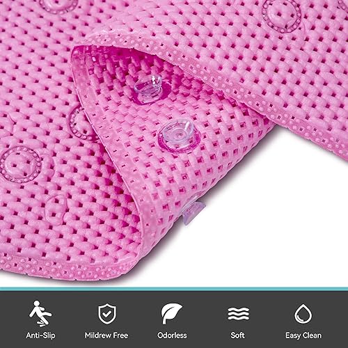 Miniatura 2 de Tapete antideslizante para bañera de 36 x 17 pulgadas, tapete de baño de espuma suave para bañera, tapete de bañera con orificios de drenaje,