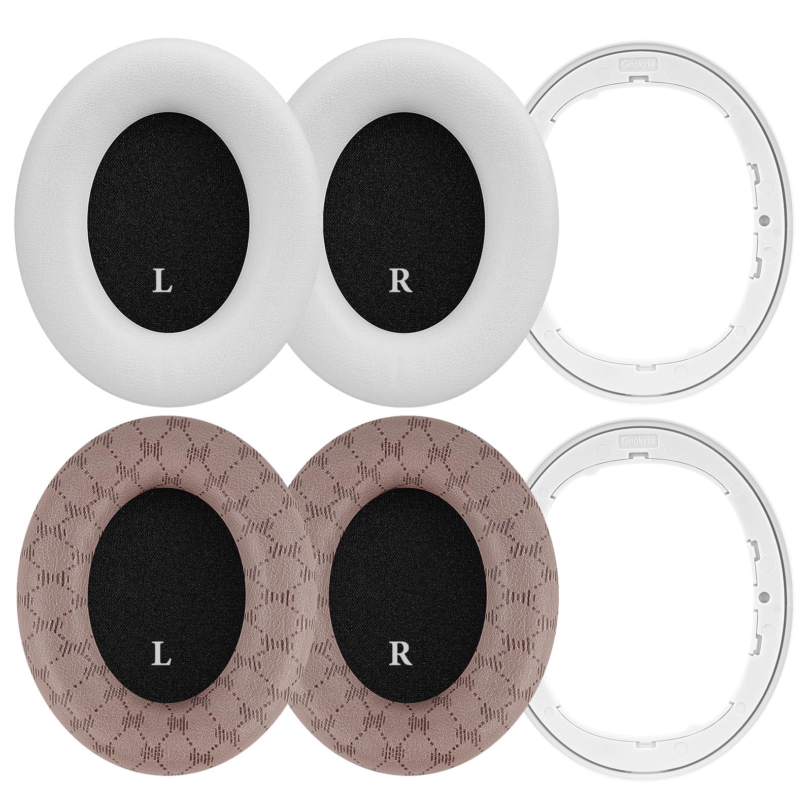 Kit de Recambio de Almohadillas Geekria Snap para Auriculares Beats Studio Pro, Almohadillas magnéticas de Cambio fácil, Cambiar en Segundos, Piezas de reparación (Cuero proteico, 2 Pares)