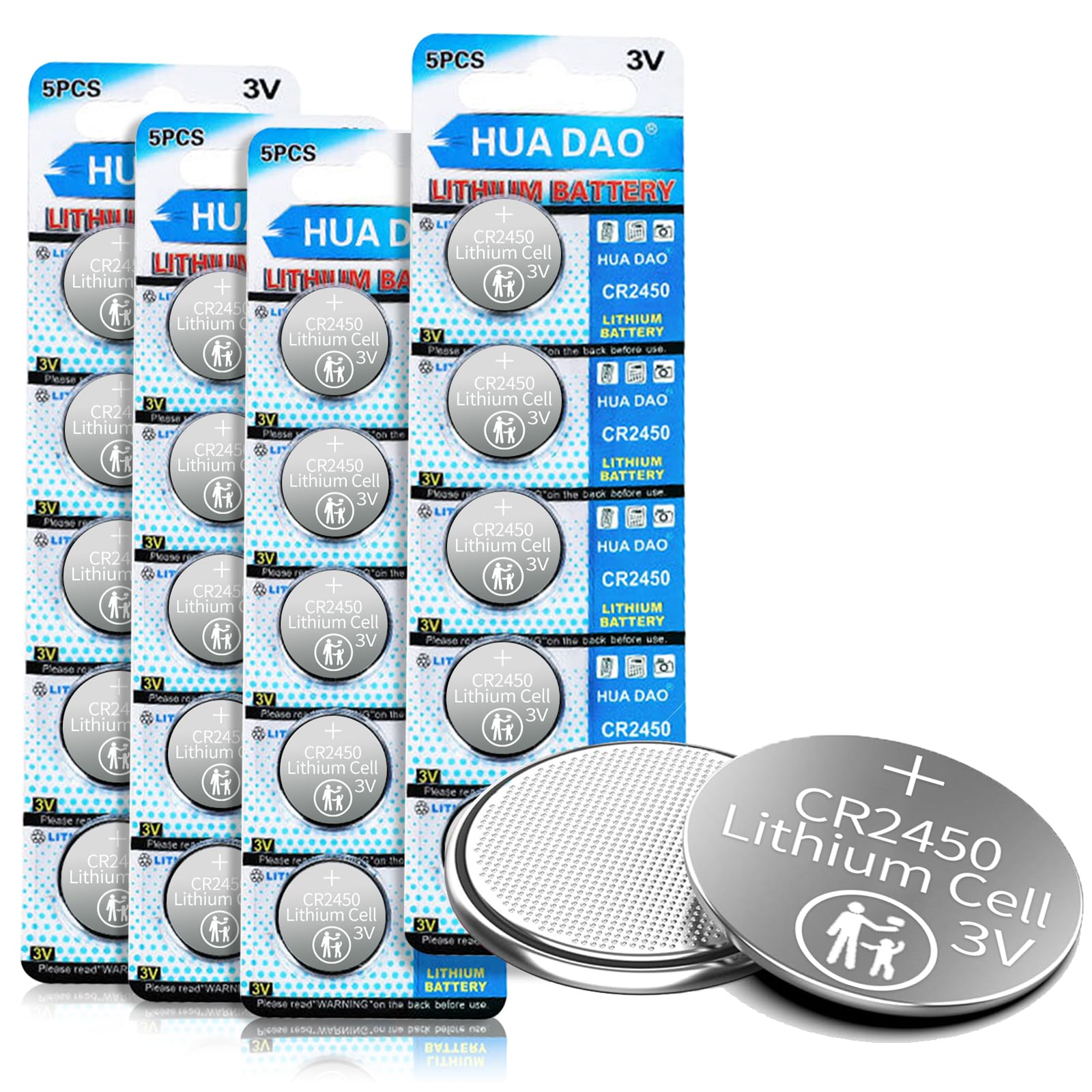 CR2450 3V Lithium Battery - CHEFFS 20PCS 3V Lithium Coin Cell for Key Fob, Car Remote, and other devices CR2450 Lithium 3 Volt (3V) Cell