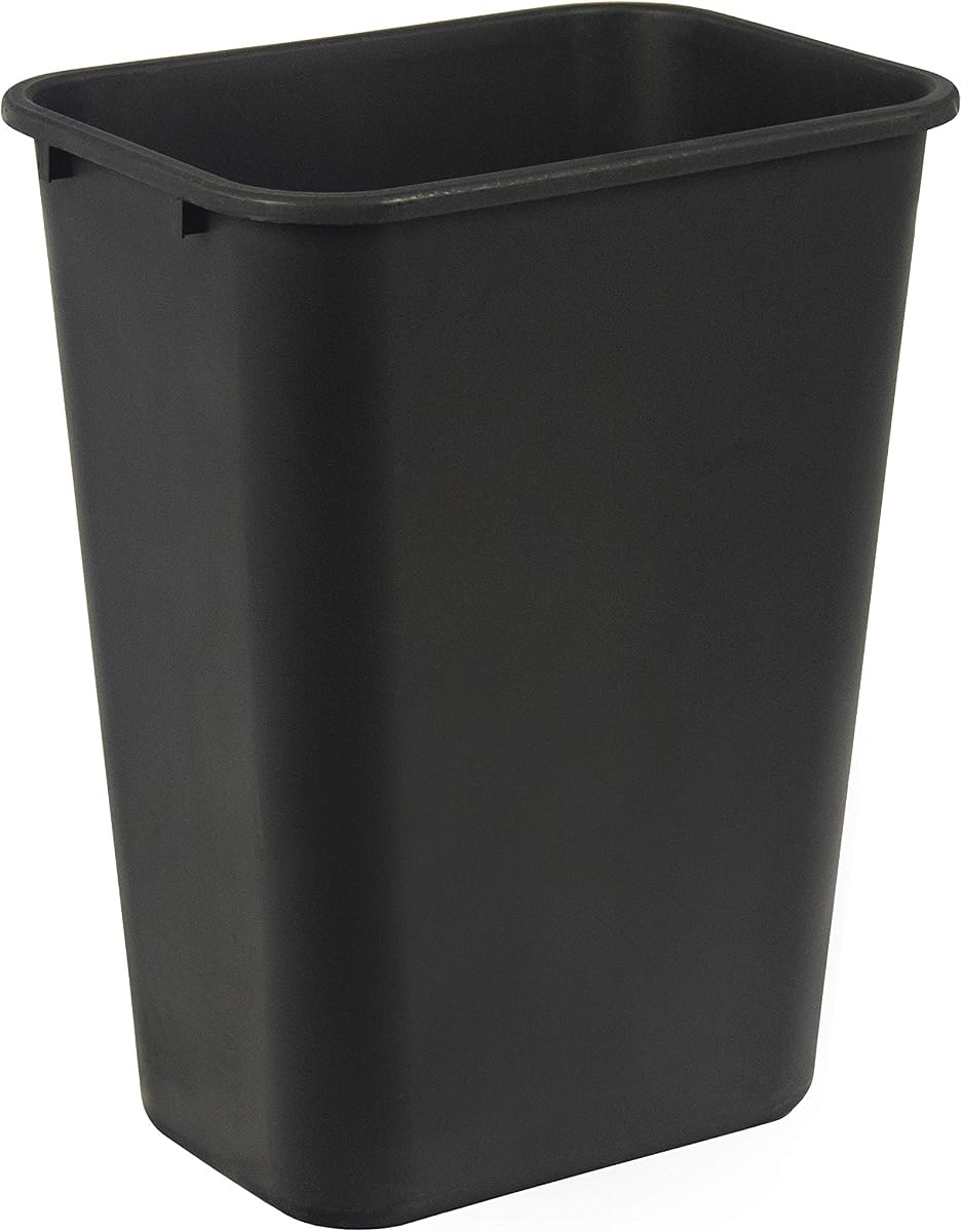 Amazon Basics Rectangular Commercial Office Wastebasket, Easy to Clean, Space-Saving,15.5"L x 11.5"W x 20"H, 10 Gallon, Black