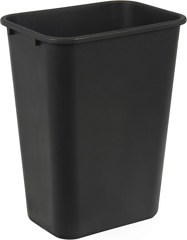 Amazon Basics Rectangular Commercial Office Wastebasket, Easy to Clean, Space-Saving,15.5"L x 11.5"W x 20"H, 10 Gallon, Black