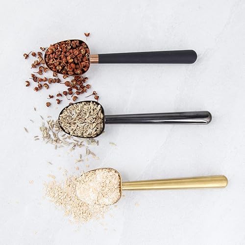 Miniatura 7 de Easyworkz Cuchara de café de acero inoxidable con mango hueco, cuchara medidora de 0.23 oz para café molido y té de hojas sueltas, latón dorado
