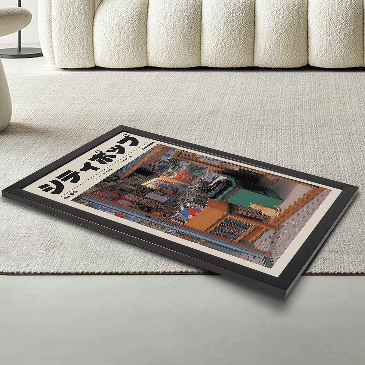 Vintage Japanese Shop Poster Asian Music Canvas Wall Art Retro 90s Vaporwave Style Artwork Aesthetic Prints Painting For Living Room Bedroom Apartment Wall Decor 8x10in black Framed image 2