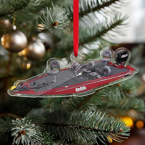 Personalized 2D Flat Bass Boat Ornament – Custom Acrylic Fisherman Holiday Keepsake