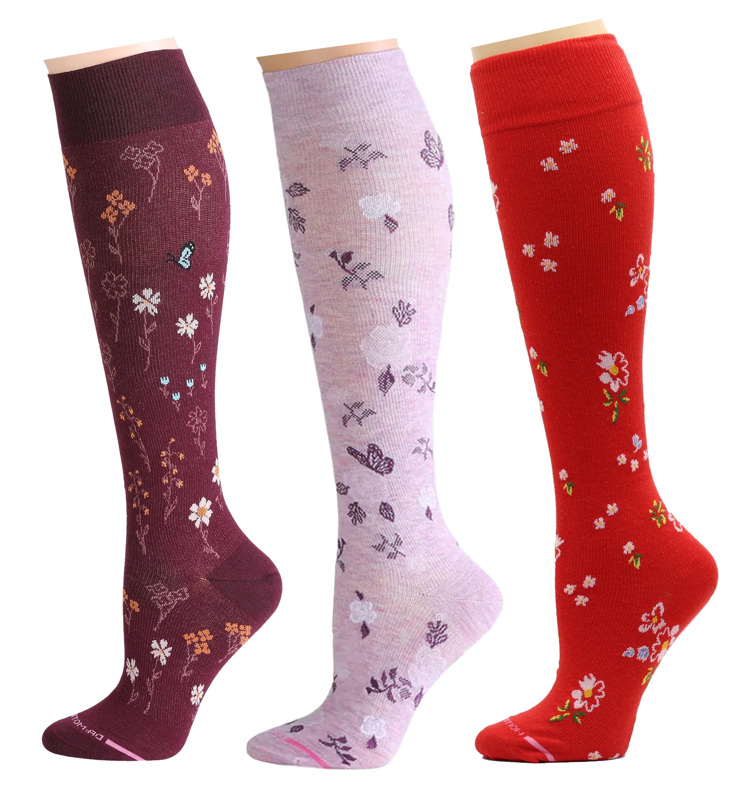 Dr. Motion 3 Pairs Therapeutic Graduated Compression Women's Knee-hi Socks