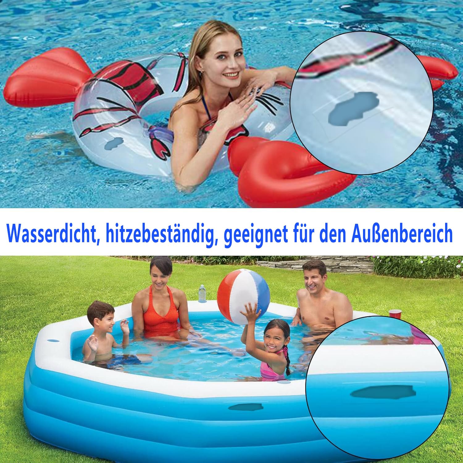 Pool Flicken Klebeband Reparaturset Unterwasser: Transparentes Wasserdichtes Klebeband, Poolflicken Selbstklebend Unterwasser Zur Reparatur Verschiedener Schwimmbadoberflächen (Klebeband 10cm*150cm)