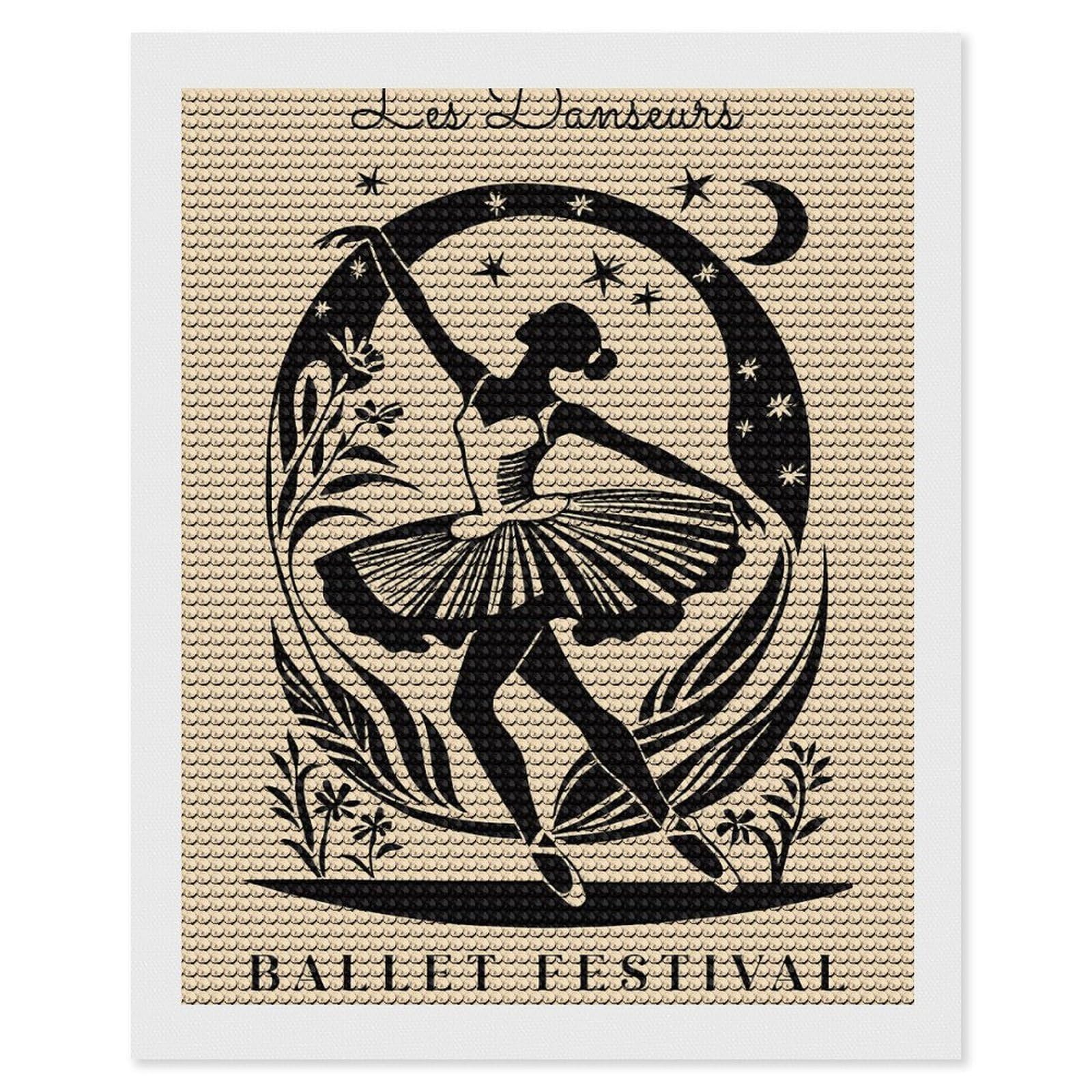 Junmoney Les Danseurs Ballet Festival DIY Diamond Art Canvas Kit 16"x20", Winter Craft, Mindful Craft Project, Aesthetic Room Decor, Decor Project