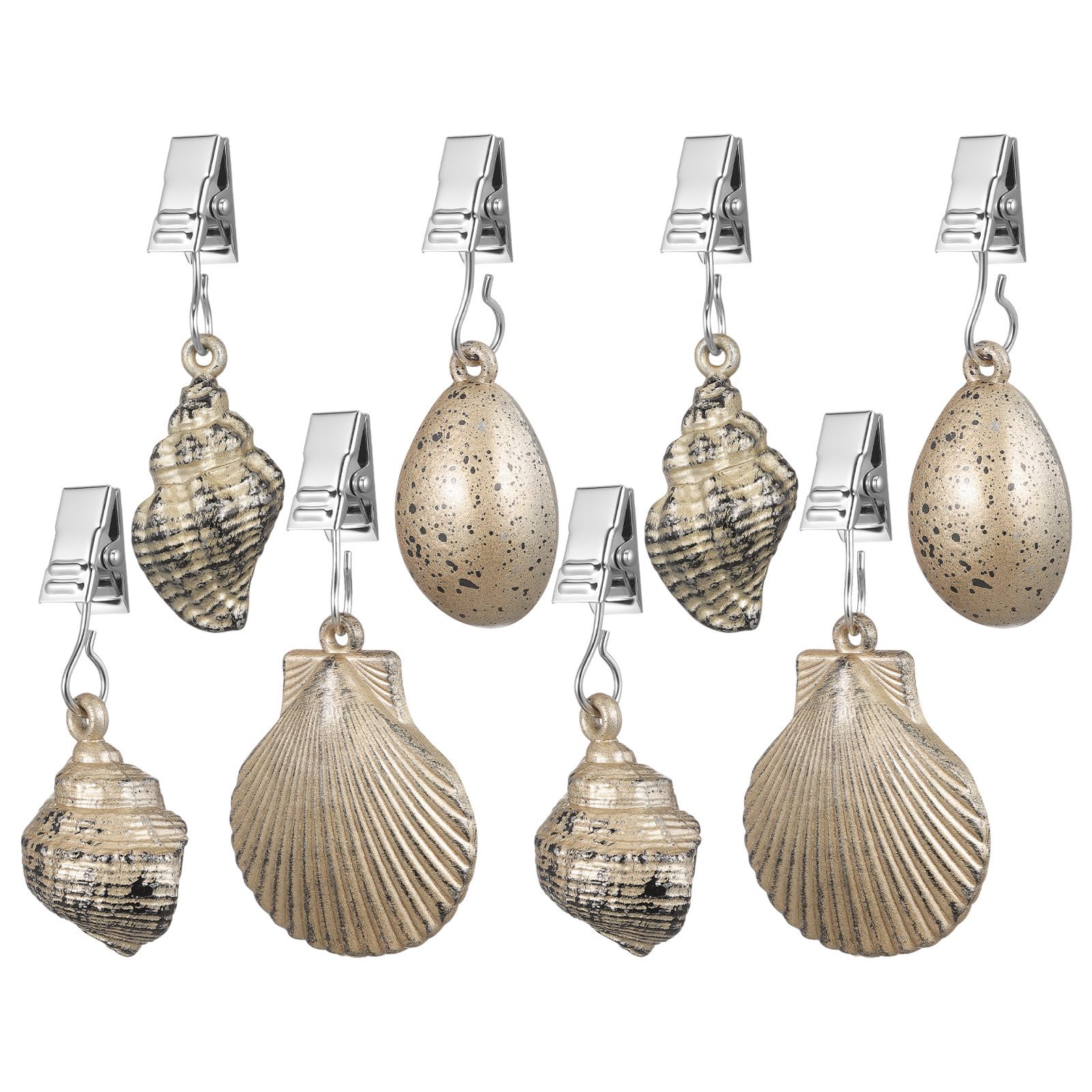 ADOCARN Tablecloth Weights with Strong Wind Resistance 8pcs Shell Shaped Made of Zinc Alloy and Vintage Decorative Seashell Motif, for Outdoor Garden Picnics and Party Table Covers