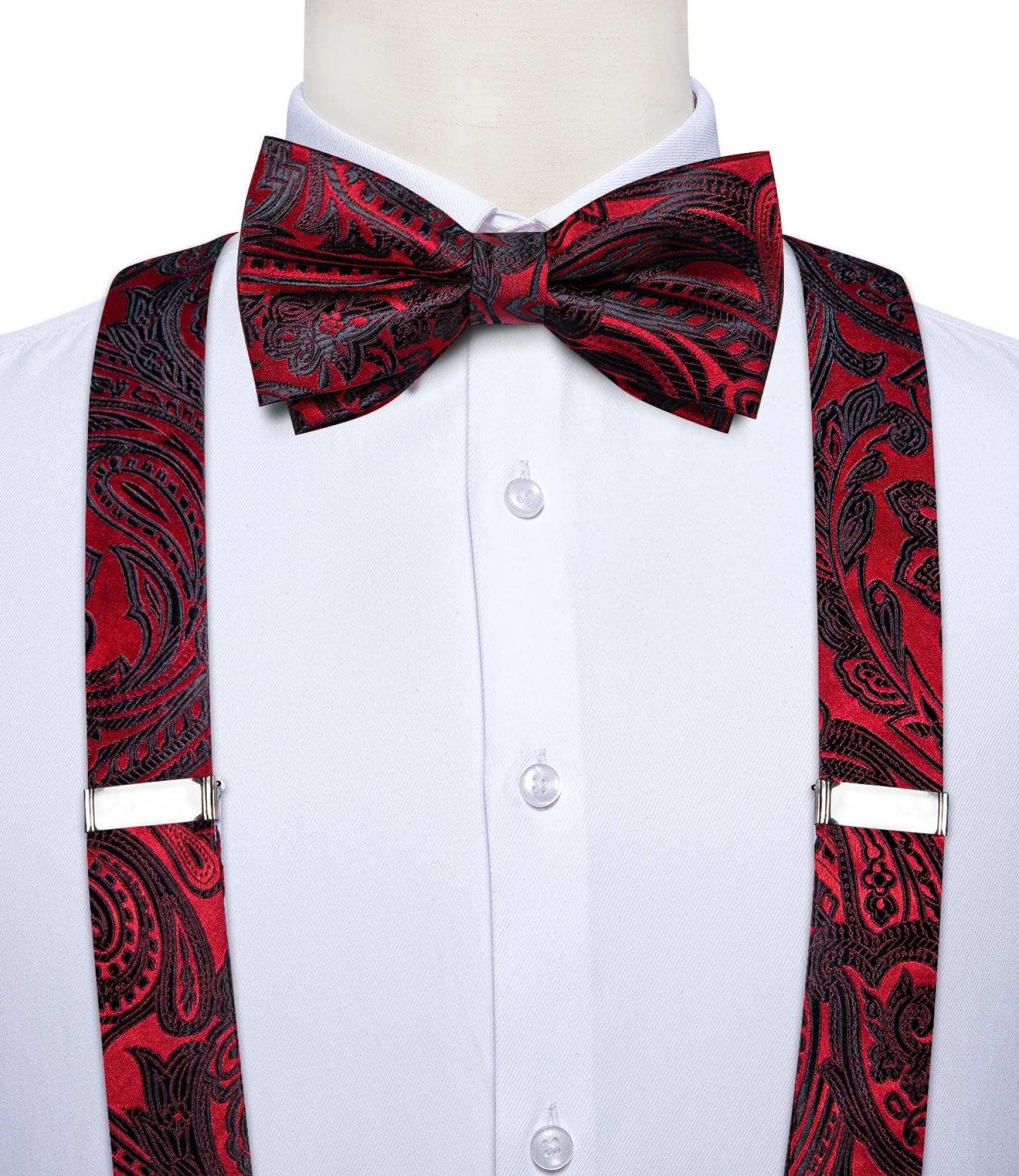 Bretelle Suspender Bretelle Regolabili di Design da Uomo Bretelle A Forma di Y Moda Cintura Elastica con Clip Reggicalze Set Papillon per Pantaloni da Uomo