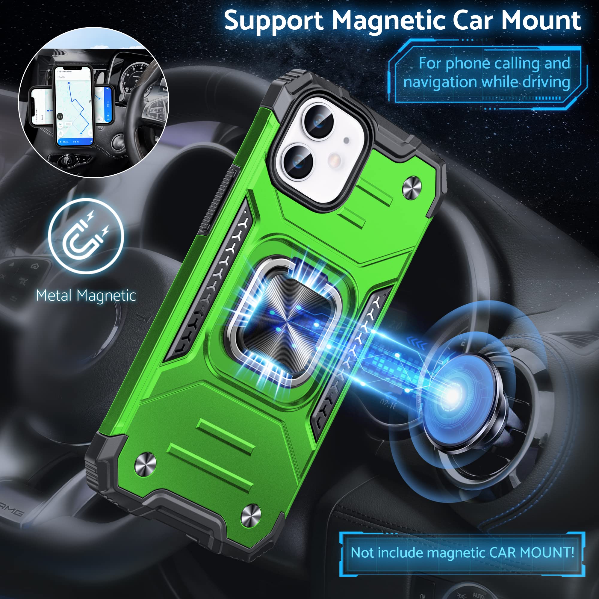 DASFOND Cover Luminosa Per IPhone 12 - Custodia Magnetica Antiurto Con Ricarica Wireless - Opaca Trasparente - 4