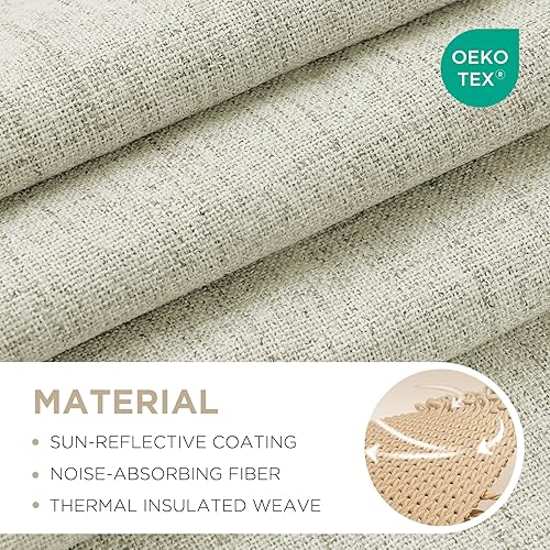 Miniatura 2 de Joydeco Cortinas de lino de 84 pulgadas de largo, juego de 2 paneles, 100% opacas, cortinas largas para dormitorio, sala de estar, cortina de