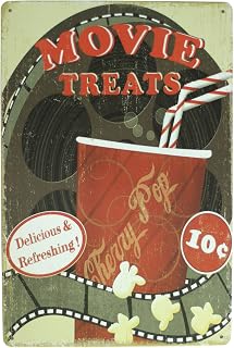 UOOPAI Movie Treats Popcorn Metal Sign Vintage Art Decor House Cinema Metal Plaque Wall Poster