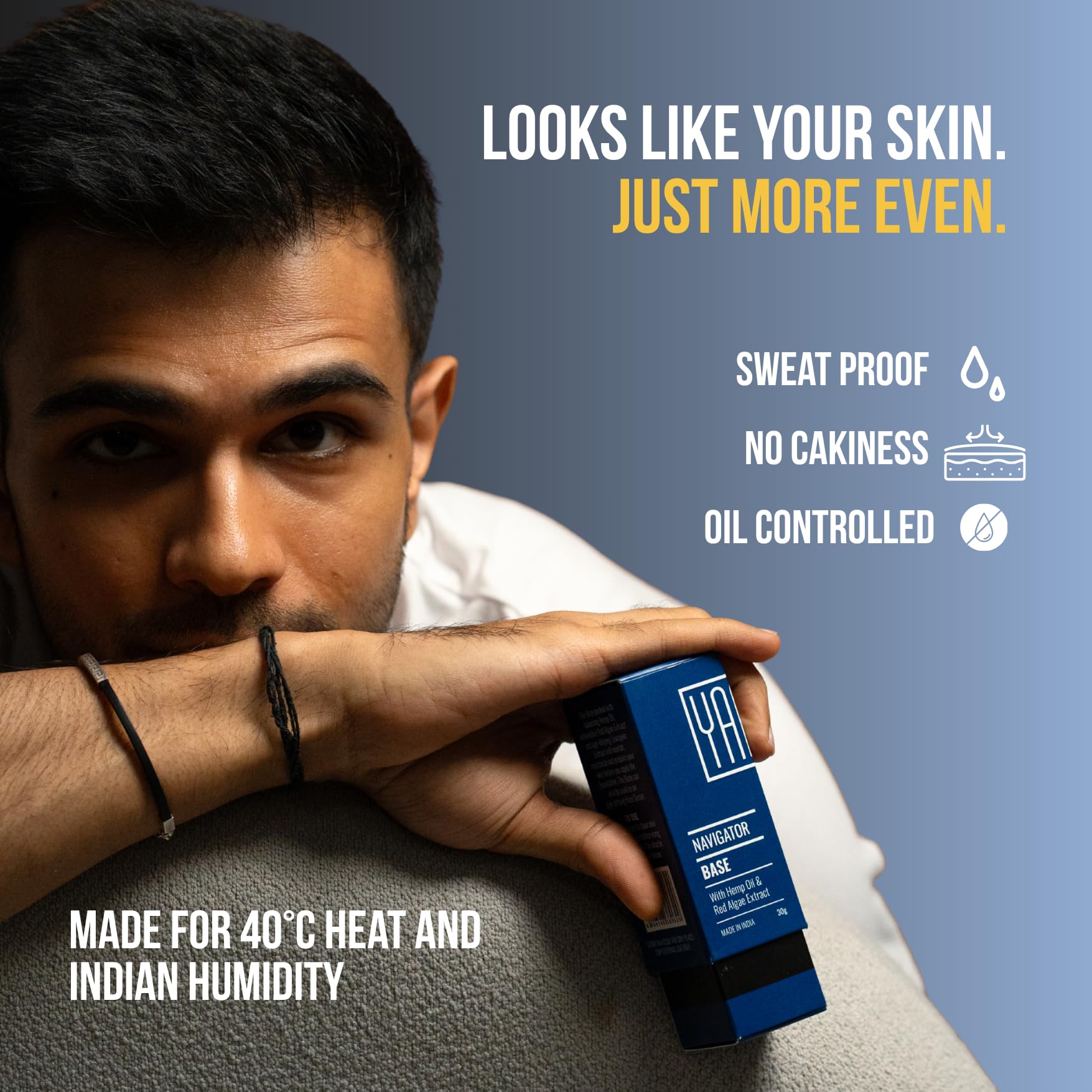 Yaan Man Navigator Range | Make Up For Men | Contains: Base, Foundation, Set Spray, Tinted Moisturizer| Light Weight, Invisble On Skin | For All Skin Types (Dark), 4 Count 2