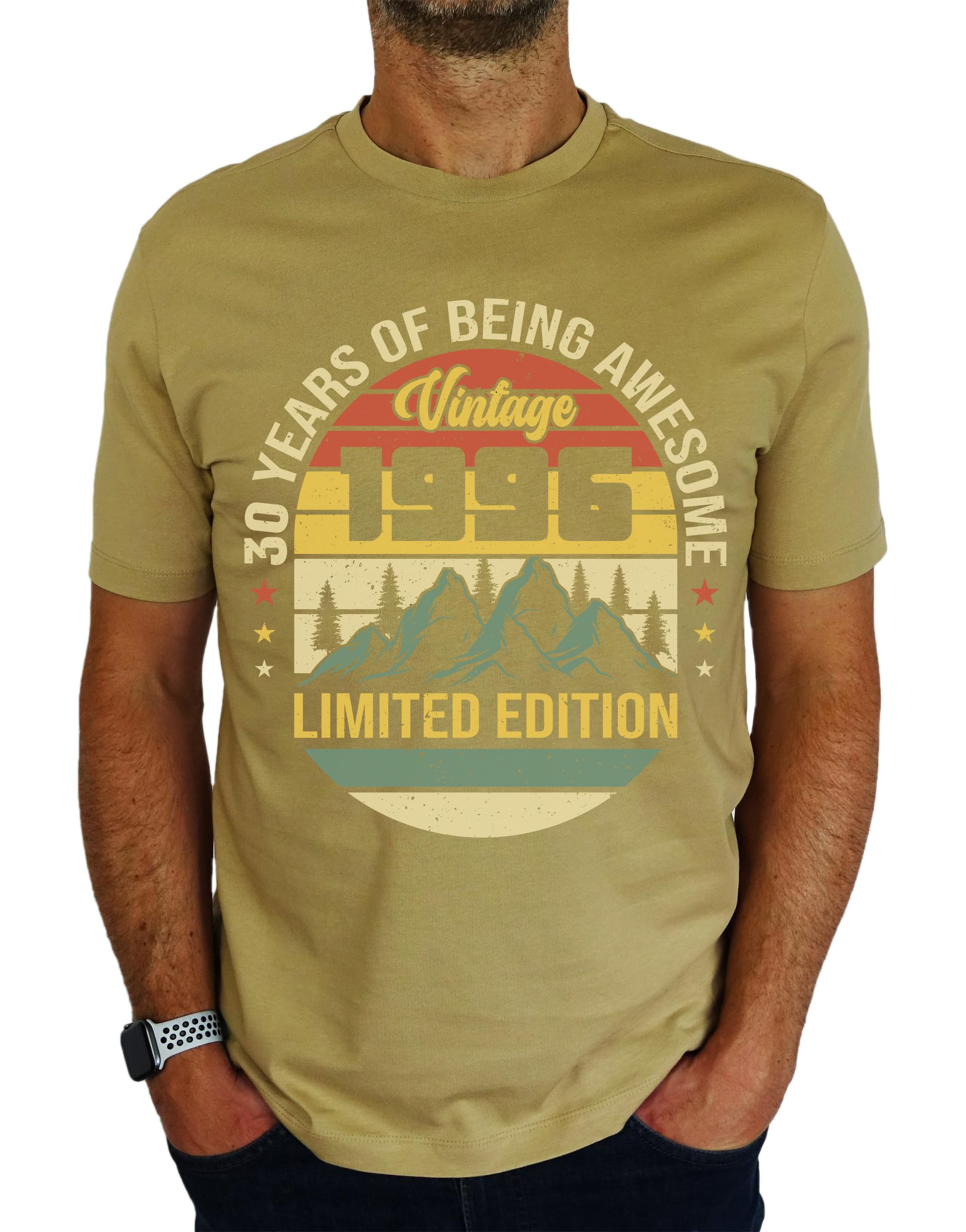 1996 Vintage Mountain - Limited Edition - 30th Birthday Gift | Present Mens T-Shirt Desert Sand L
