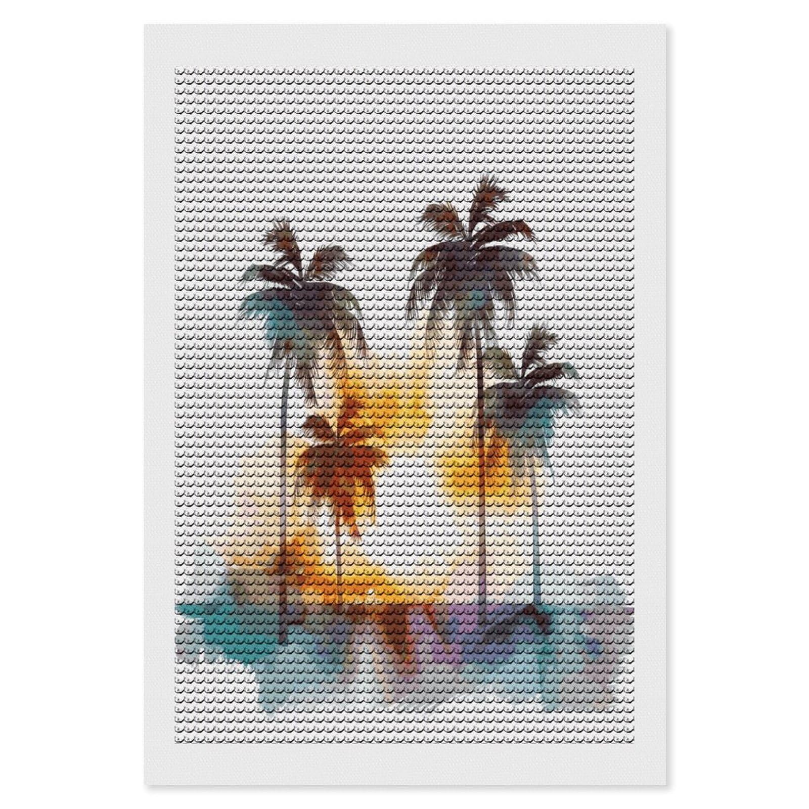 FekiLoot Palm Trees Sunset Diamond Art Kits for Adults Diamond Painting Kits for Beginners DIY Diamond Art Kits Round Full Drill Diamond Dot Gem Painting for Home Wall Decor Gift 8"x12"