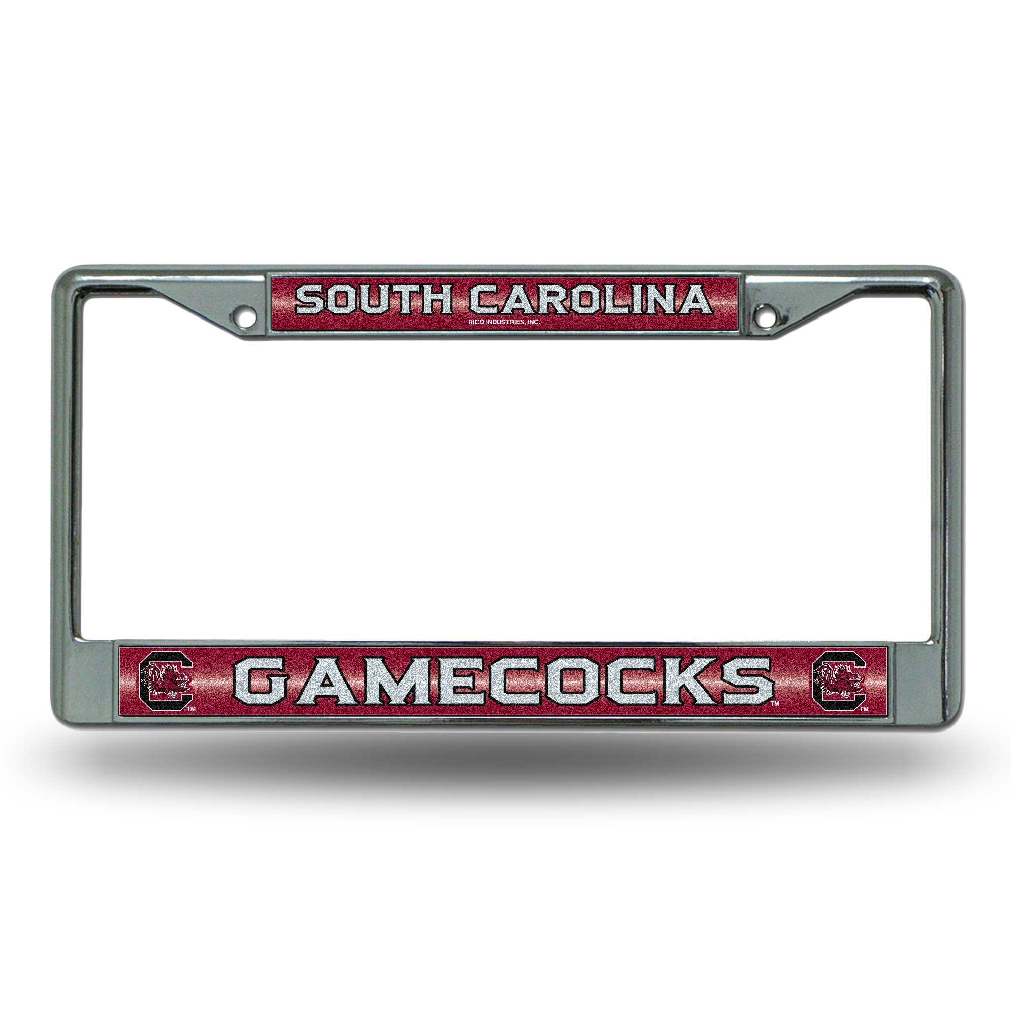 Rico Industries NCAA 12" x 6" Silver Bling Chrome Car/Truck/SUV Auto Accessory