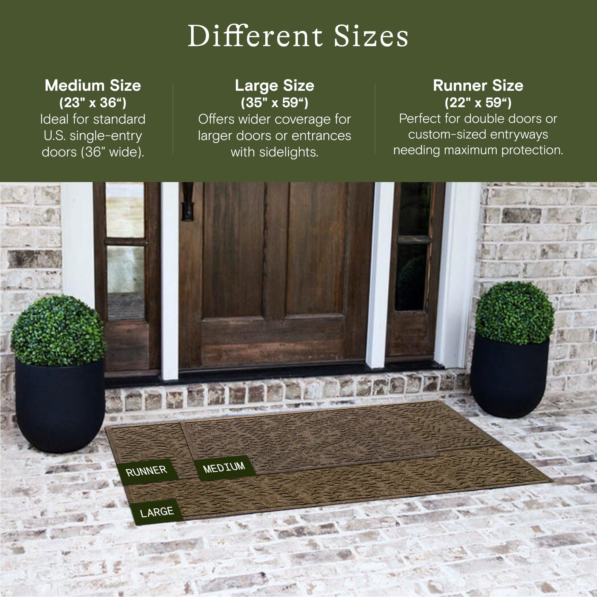 Glattol Bungalow Flooring Waterhog Door Mat, 2' x 3' Made in USA, Durable and Decorative Floor Covering, Skid Resistant, Indoor/Outdoor, Water-Trapping, Boxwood Collection, Khaki/Camel