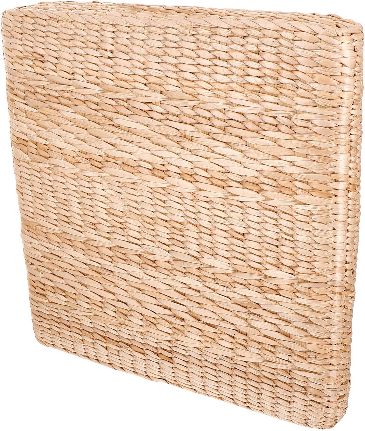 Japanese Straw Braided Floor Pillow 40x40cm Handmade Square Meditation Cushion 6cm Thick Woven Sitting Pad for Yoga and Zen Sitting Adults