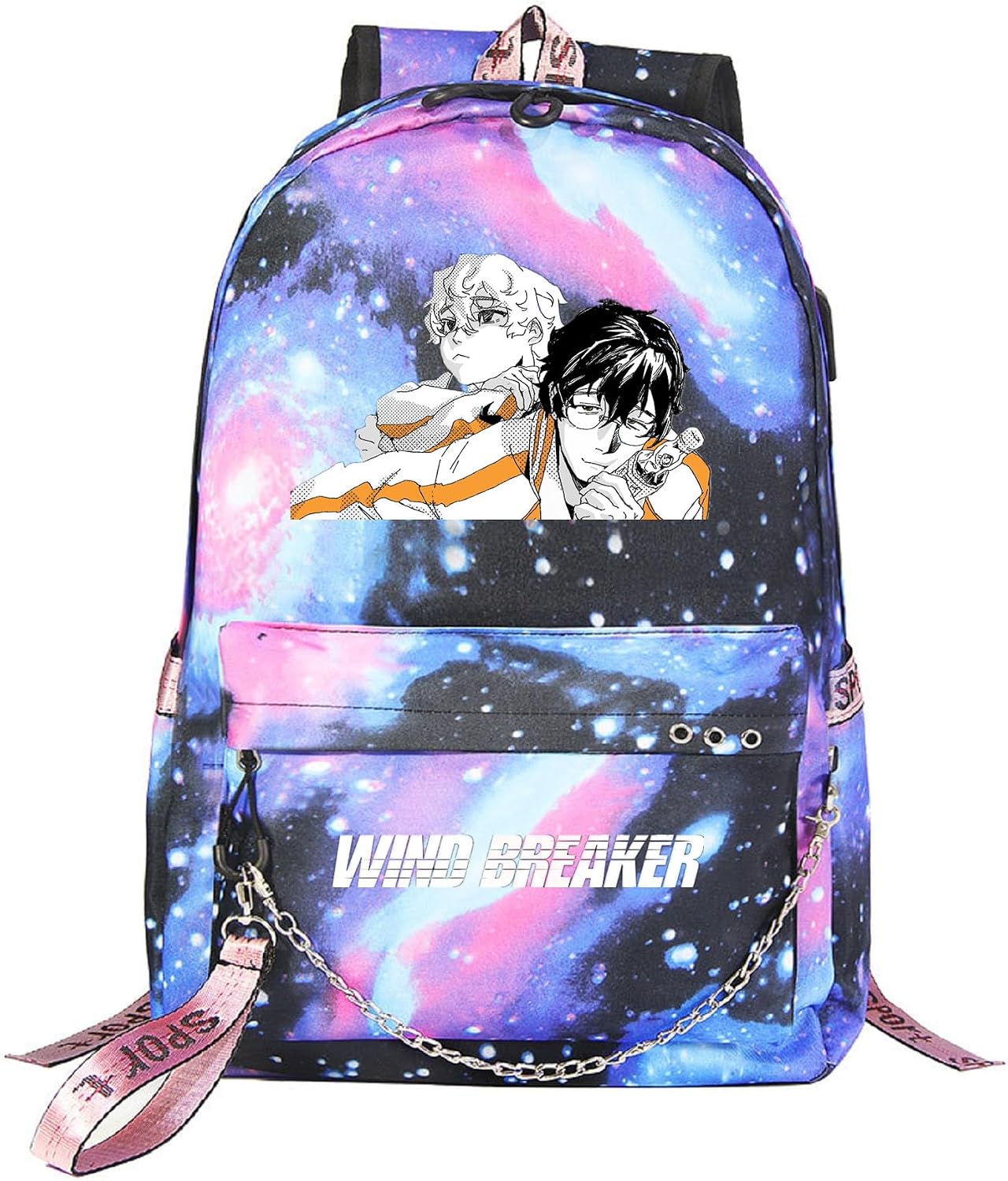 Anime Wind Breaker Backpack School Bag Student Bag Laptop Bag with USB Port Color A 9