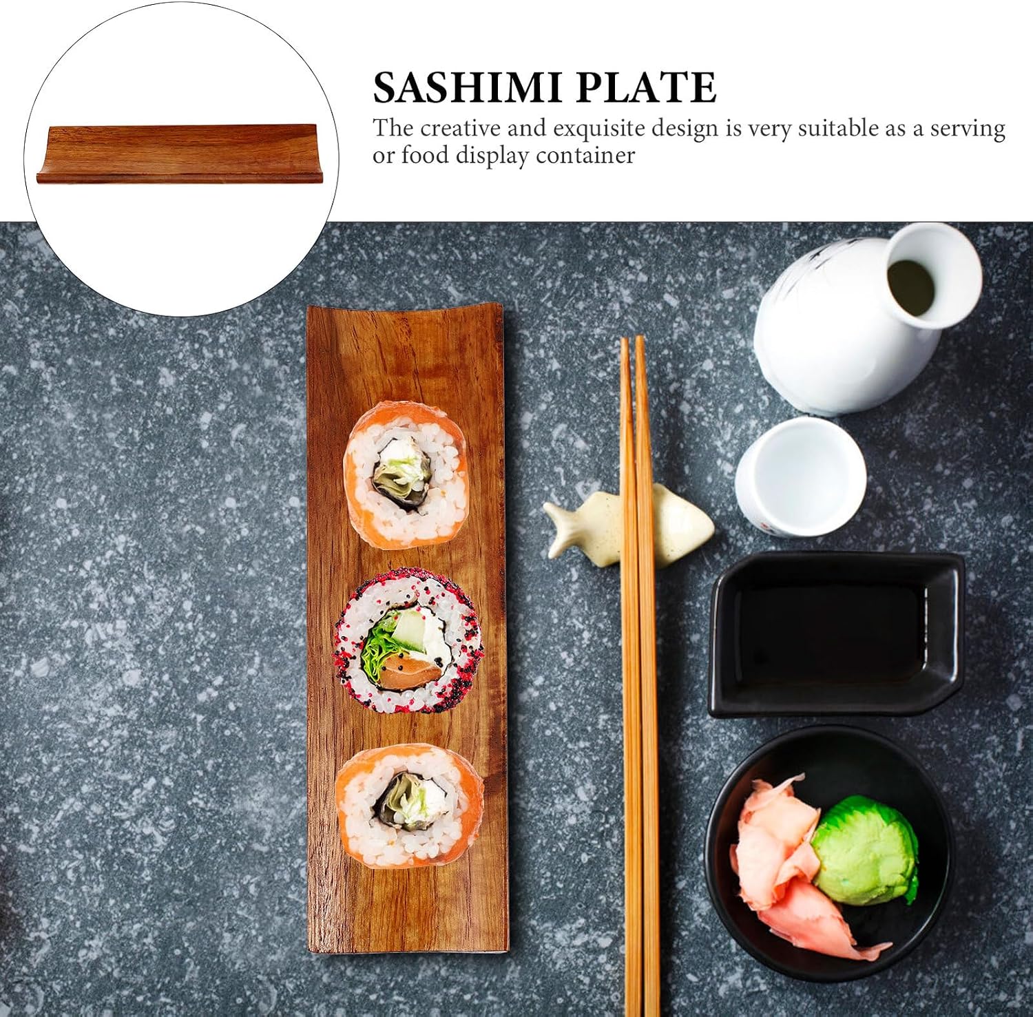 Japanese Sushi Dish Wooden Serving Tray for Mochi Dumplings