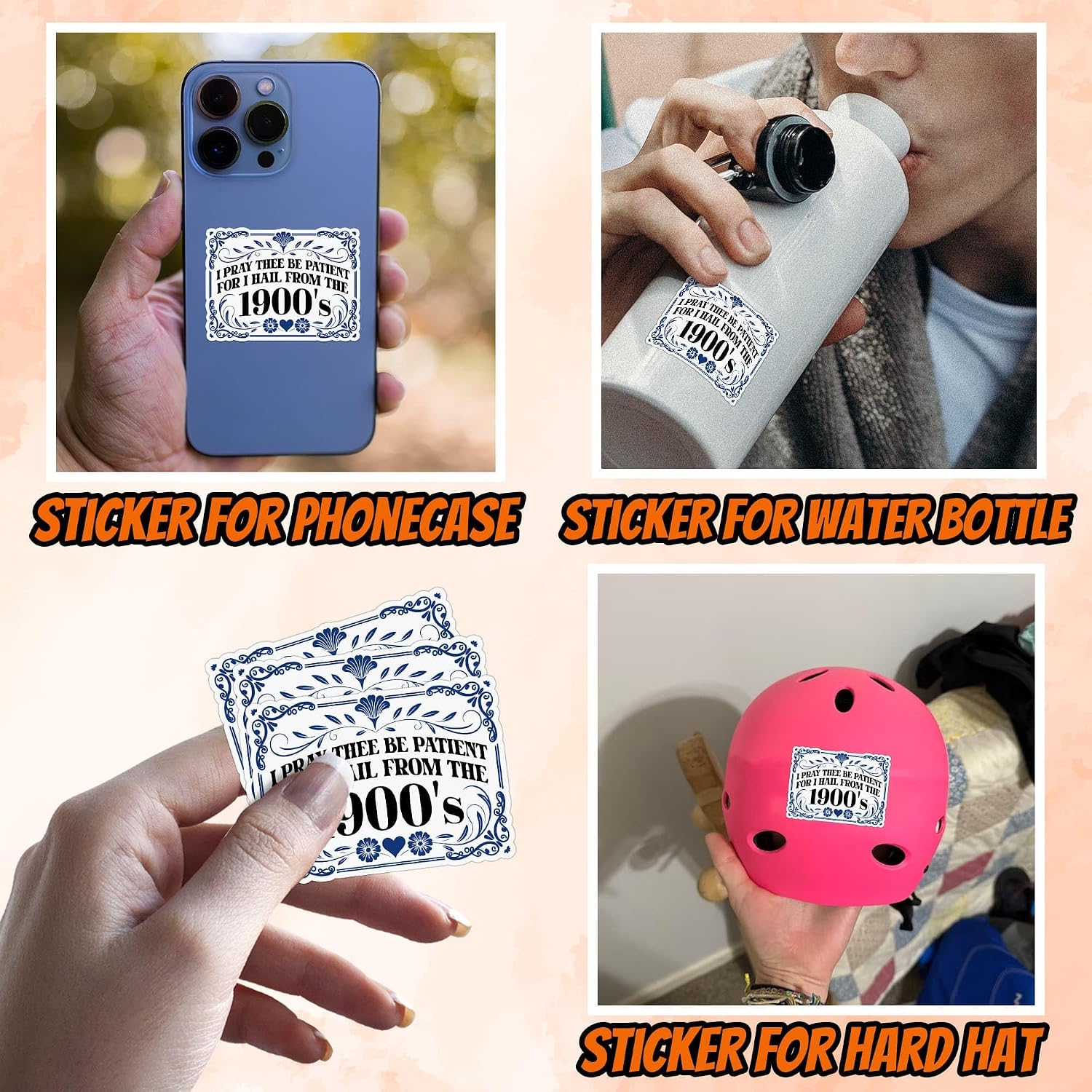 Pack 3Pcs I Pray Thee Be Patient for I Hail from The 1900s Sticker Millennial 90s Gen X Retro Funny Waterproof Vinyl Decal for Laptop Water Bottle Phone Case Cars Decor Gift Idea 2 Inches image 3