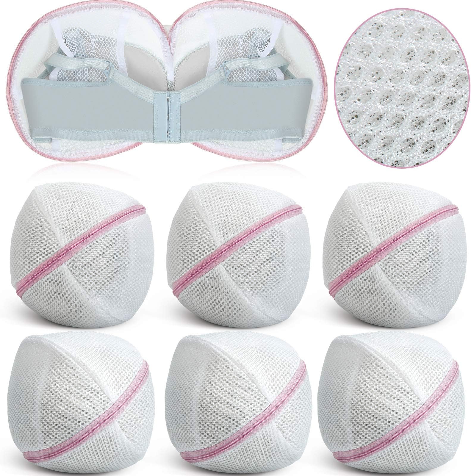 Shappy 6 Pieces Bra Washing Bag for Laundry Mesh Wash Lingerie Underwear Brassiere Washing Bags with Zipper for Women Laundry Storage(7.87 Inch,Pink)