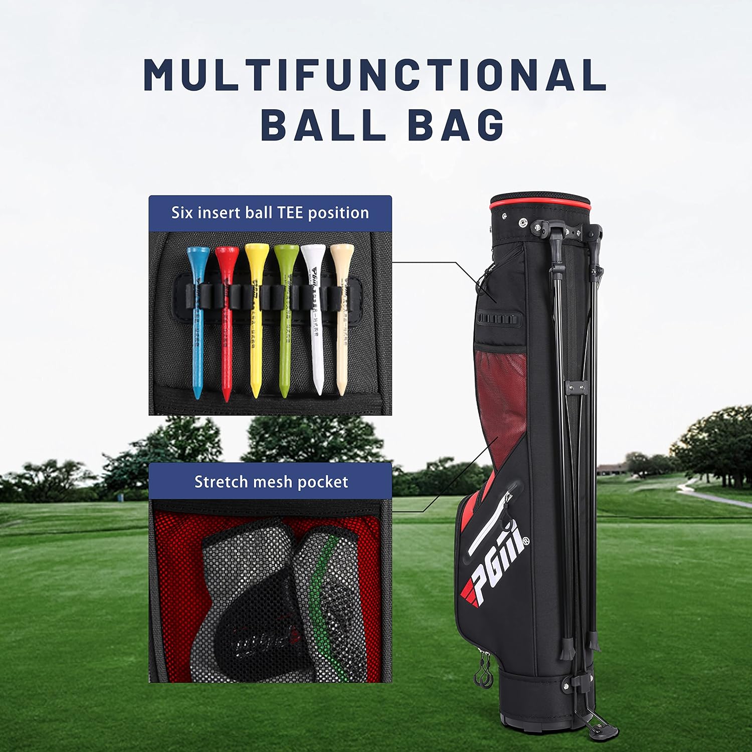 PGM Sunday Golf Stand Bag for Men & Women - Lightweight Pitch Bag with Cooler Pouch & Valuables Pocket for Par 3 & Executive Courses